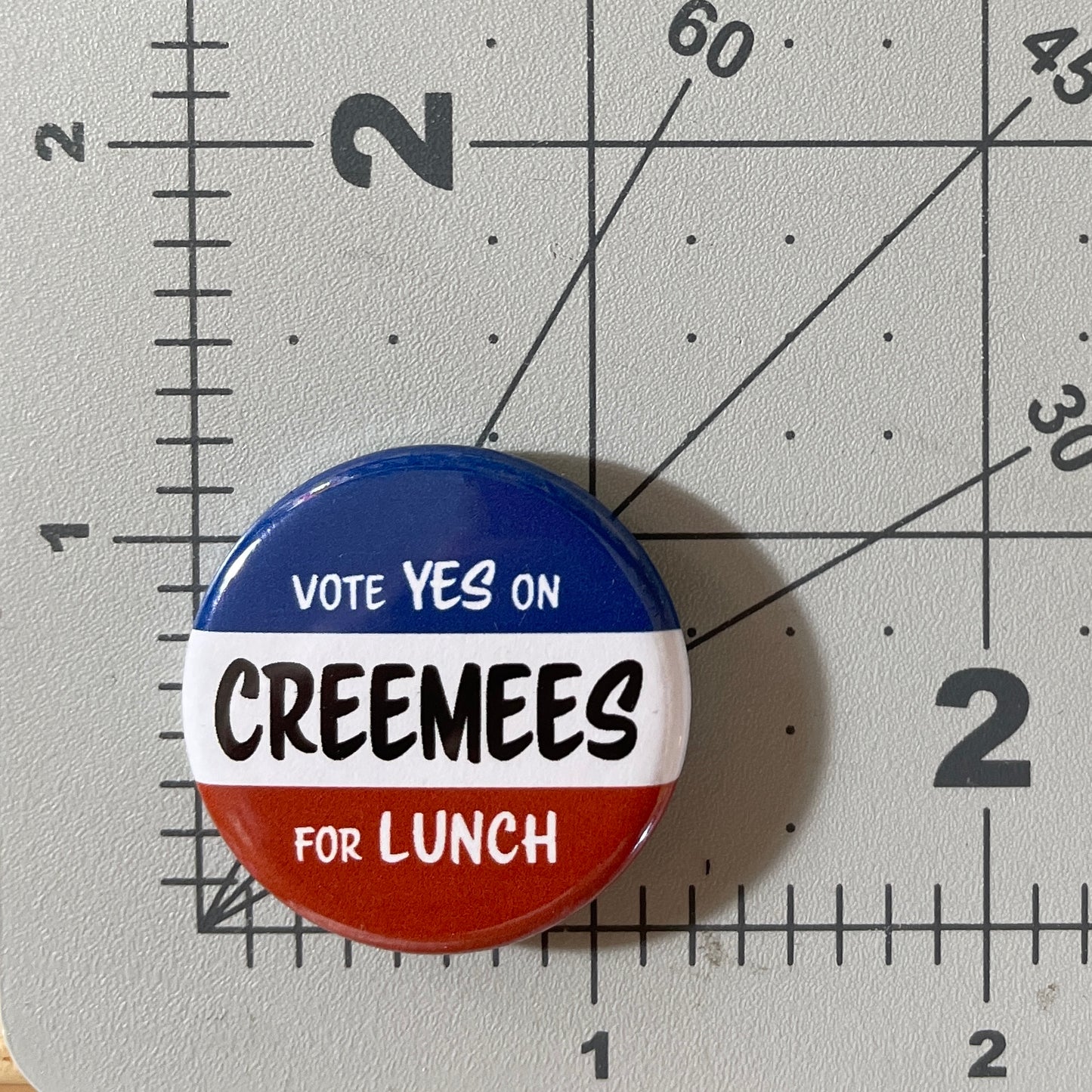 Vote Yes on Creemees for Lunch (button or magnet)