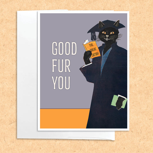 Good Fur You funny cat graduation card