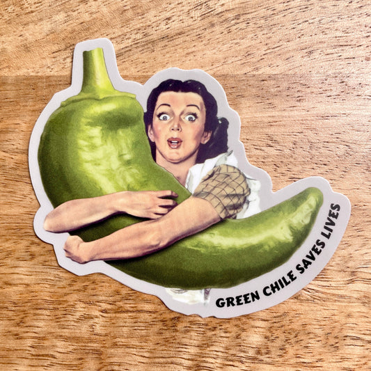 Green Chile Saves Lives funny sticker