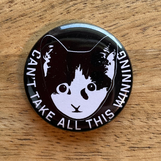 Can't Take All This Winning Kitten button or magnet