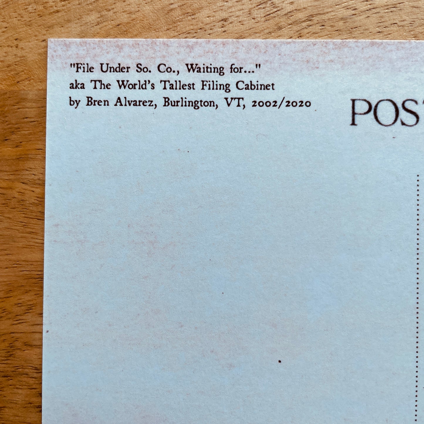 World's Tallest Filing Cabinet (Burlington, Vermont) postcard