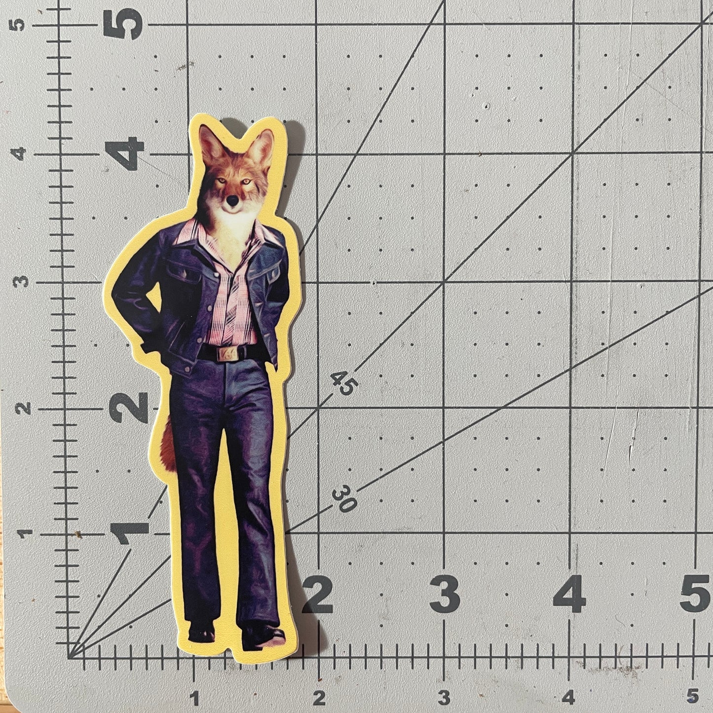 Coyote in Clothes funny animal sticker