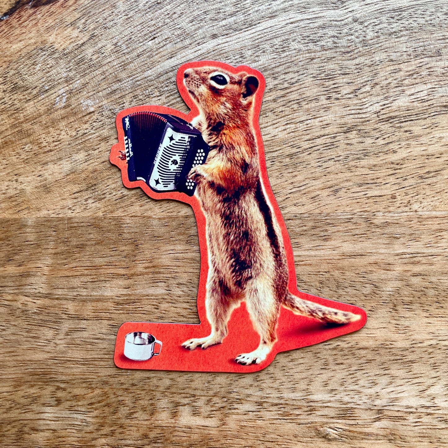 Accordion Squirrel funny die-cut magnet