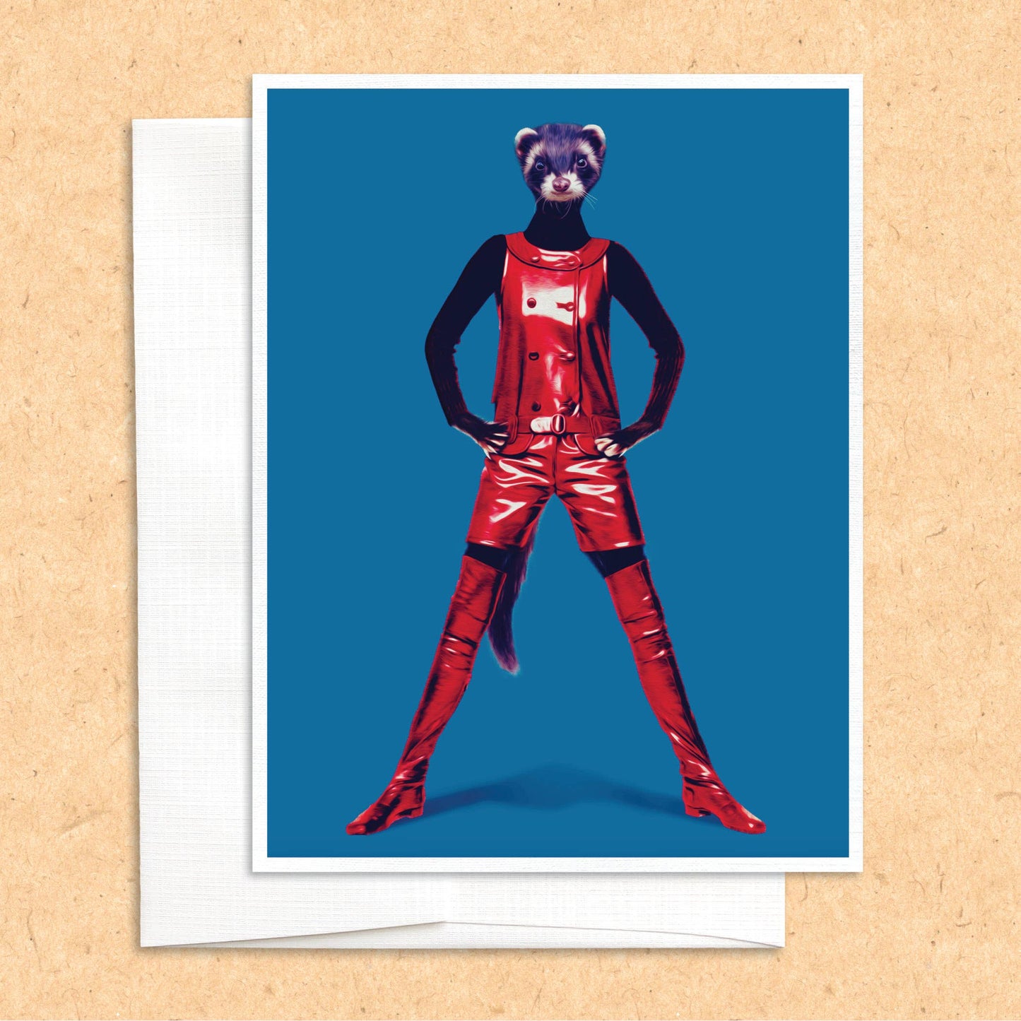 Lady Ferret in Clothes funny animal greeting card