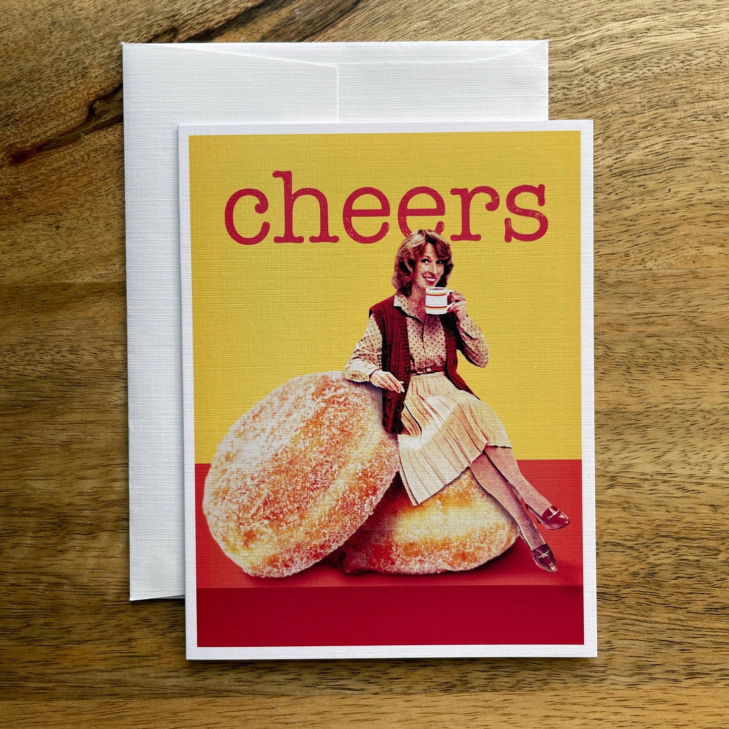Cheers (donuts + coffee) funny food greeting card
