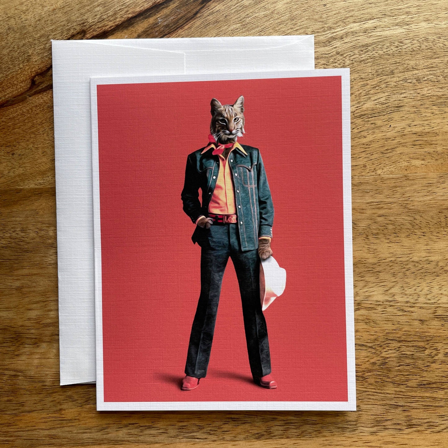 Bobcat in Clothes funny animal greeting card