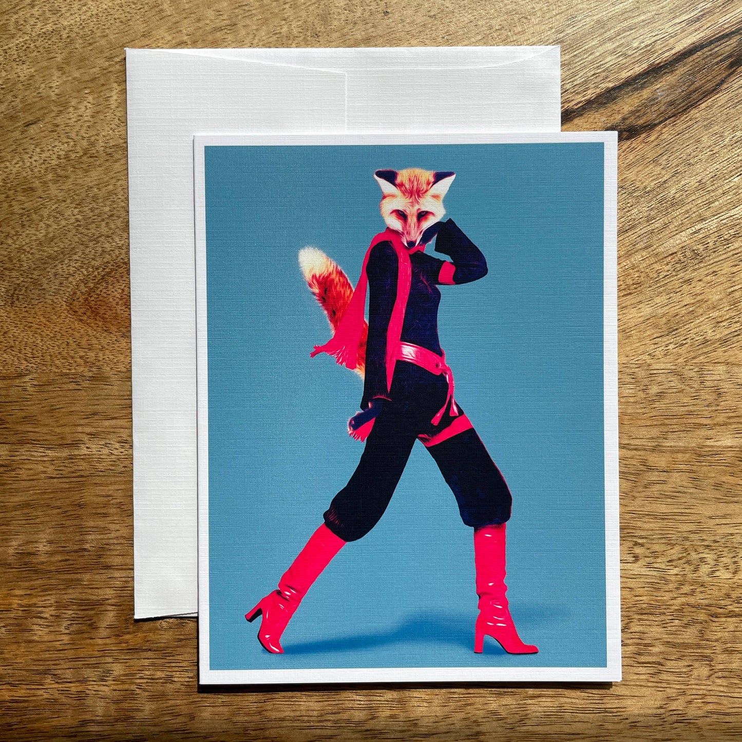 Lady Fox in Clothes funny animal greeting card