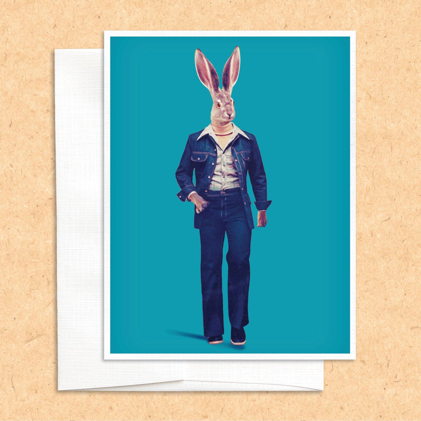 Jackrabbit in Clothes funny animal greeting card