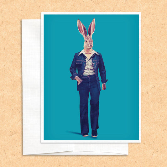 Jackrabbit in Clothes funny animal greeting card