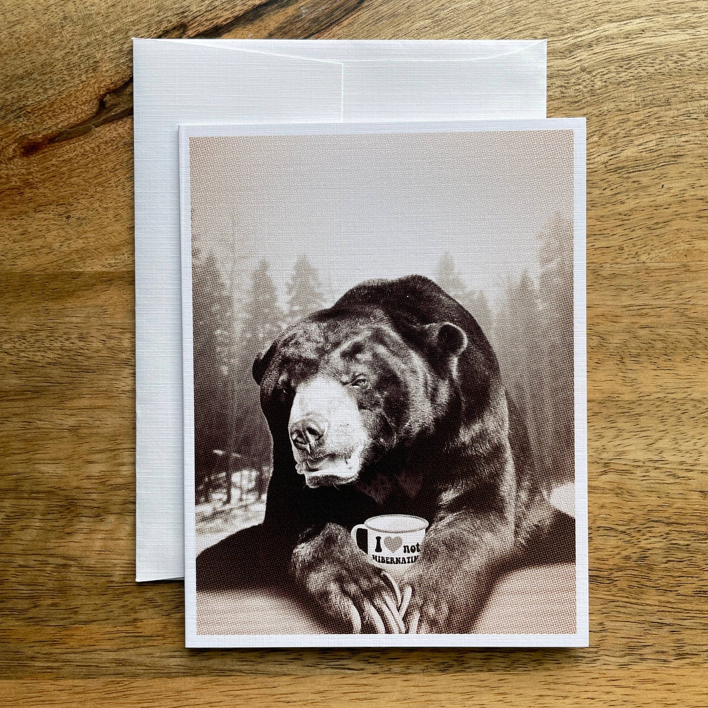 Bear Not Hibernating funny animal greeting card