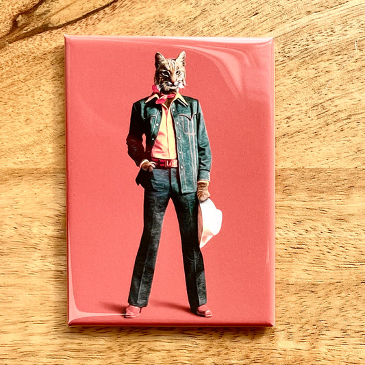 Bobcat in Clothes funny magnet