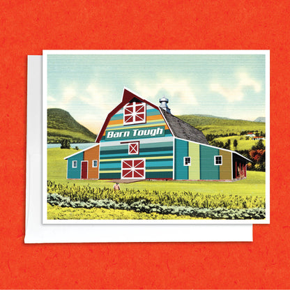 Barn Tough (wide barn) funny greeting card