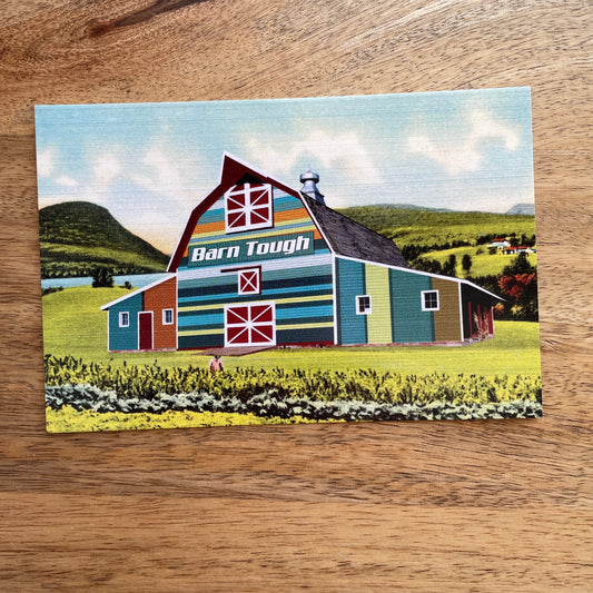 Barn Tough (Darn Tough) barn funny postcard