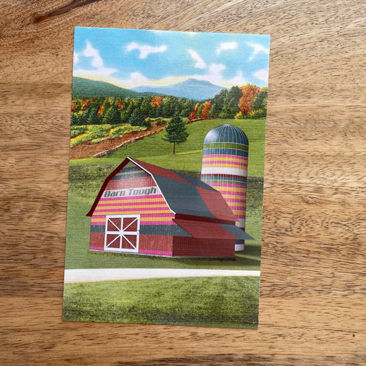 Barn Tough (Darn Tough) barn and silo funny postcard