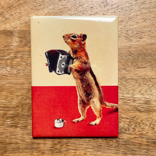 Accordion Squirrel funny rectangle magnet