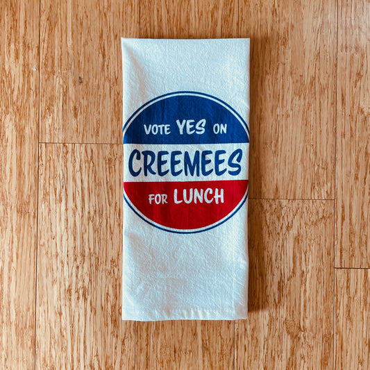 Creemees for Lunch (Vote Yes) funny Tea Towel