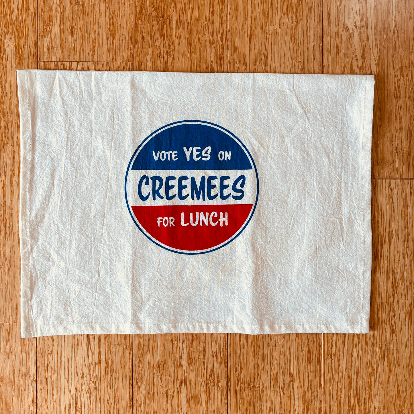 Creemees for Lunch (Vote Yes) funny Tea Towel
