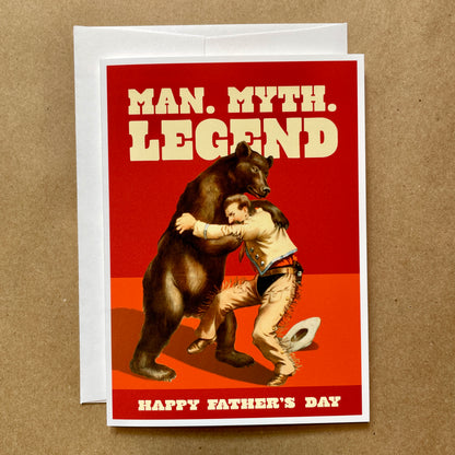 Bear wrestler Father's Day greeting card