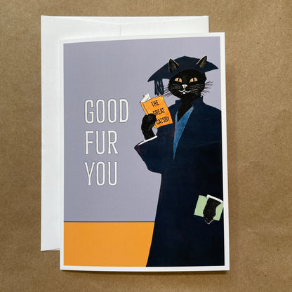 Good Fur You funny cat graduation card