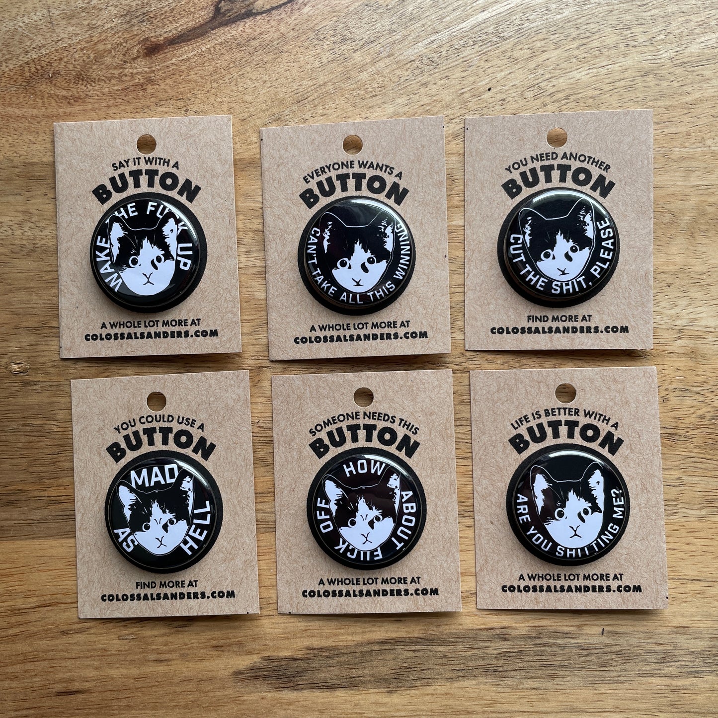 Cut the Shit Kitten button or magnet