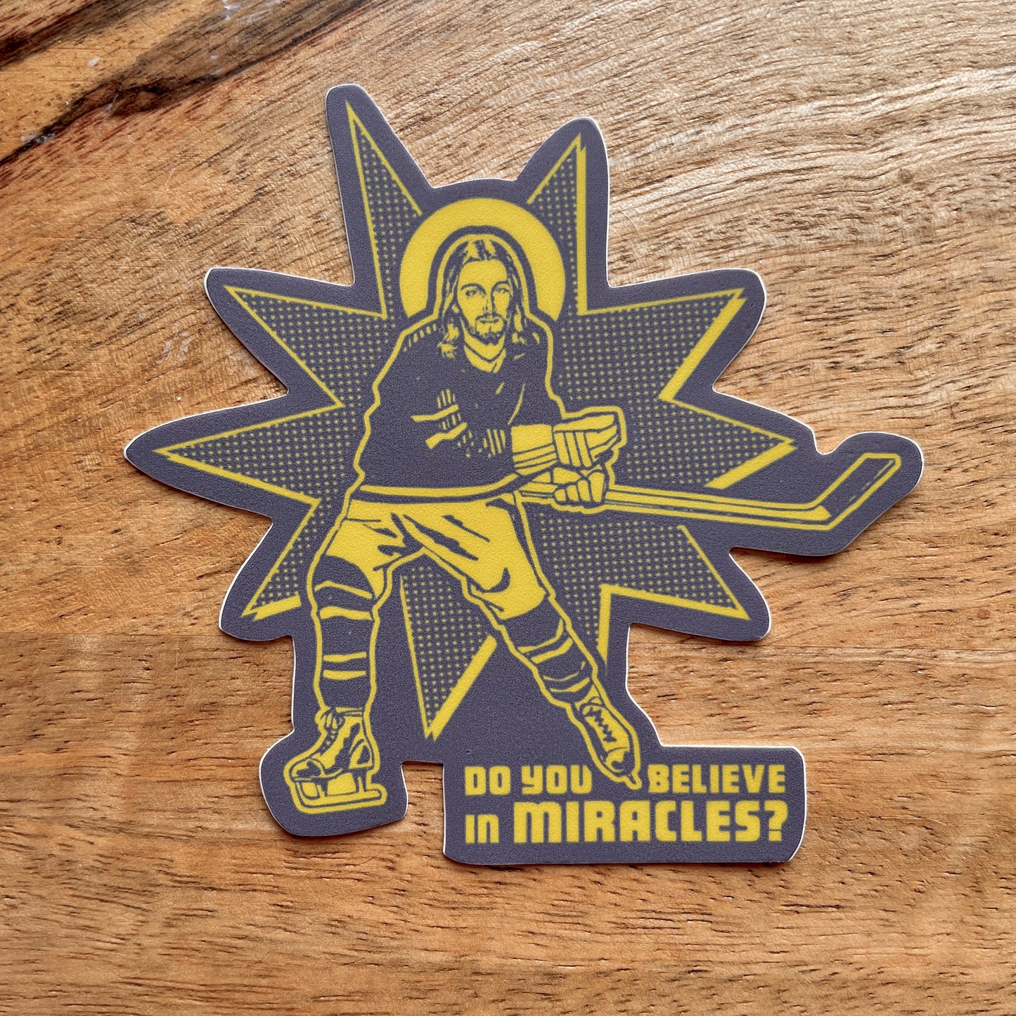 Hockey Jesus (Do You Believe In Miracles?) funny sticker
