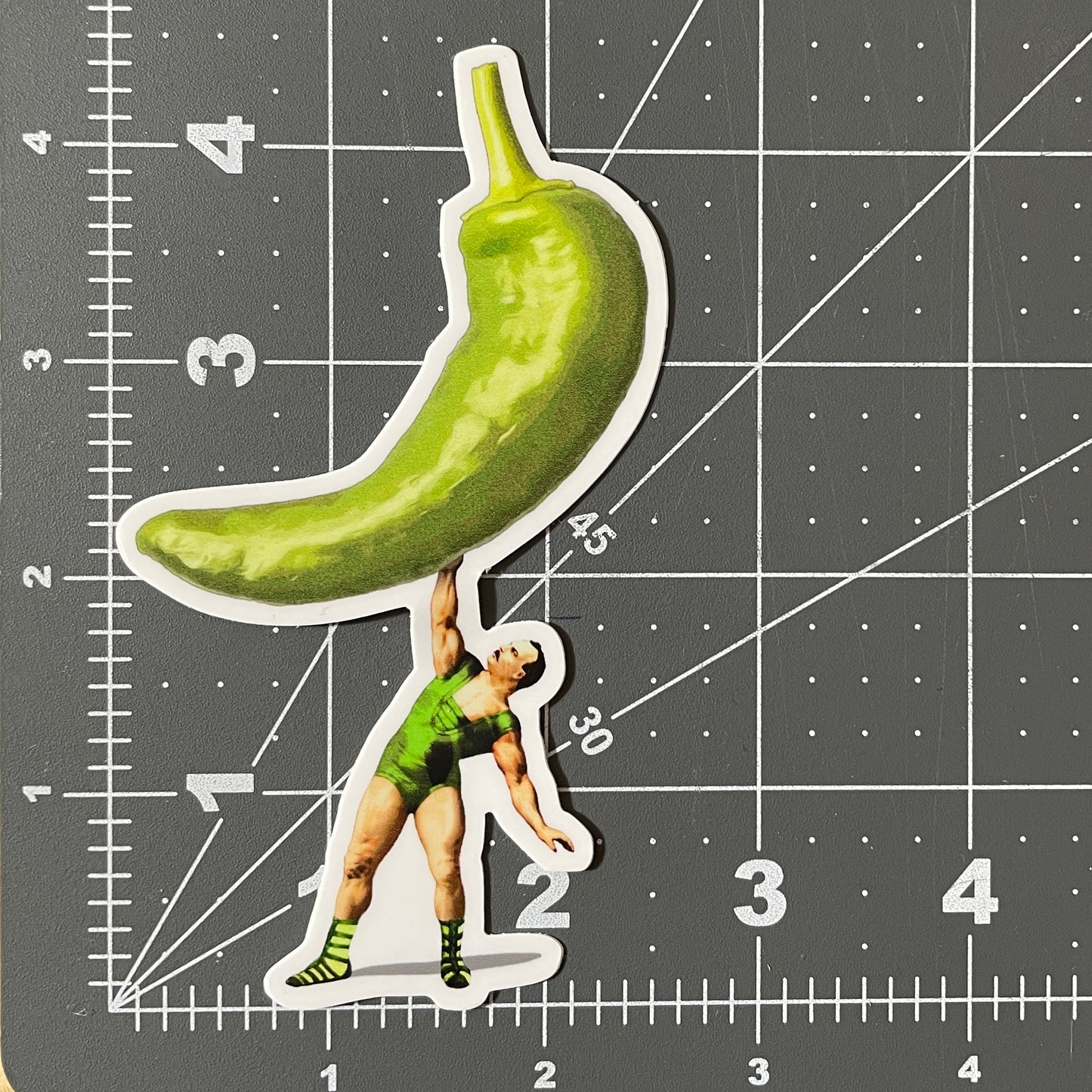 Green Chile Strongman funny sticker