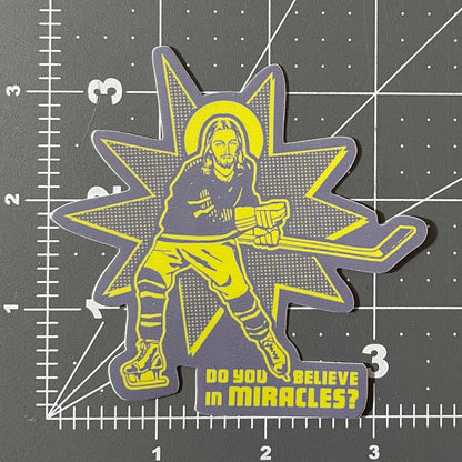 Hockey Jesus (Do You Believe In Miracles?) funny sticker