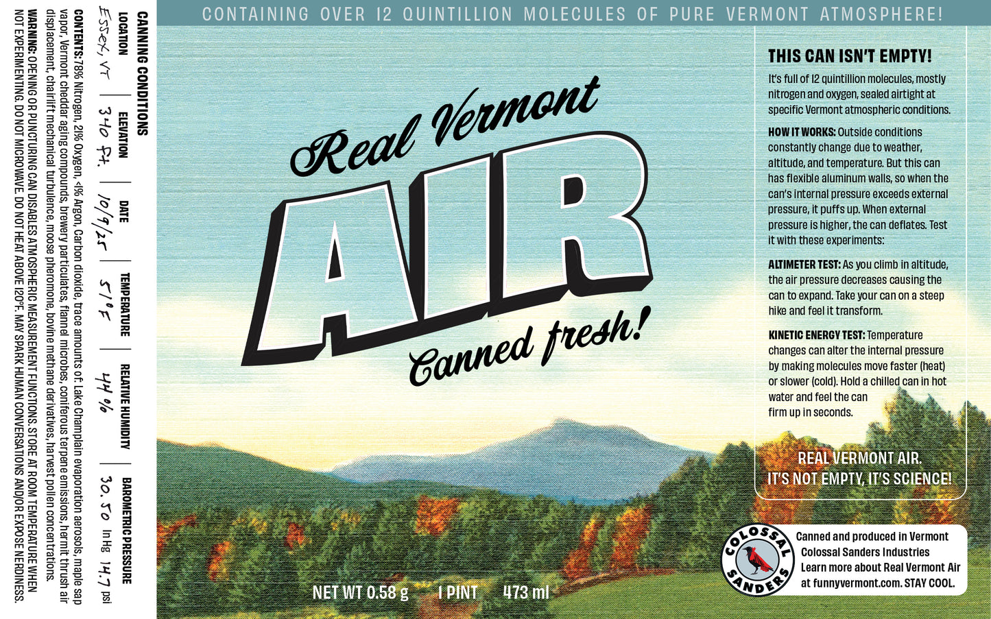 Real Vermont Air (canned fresh)