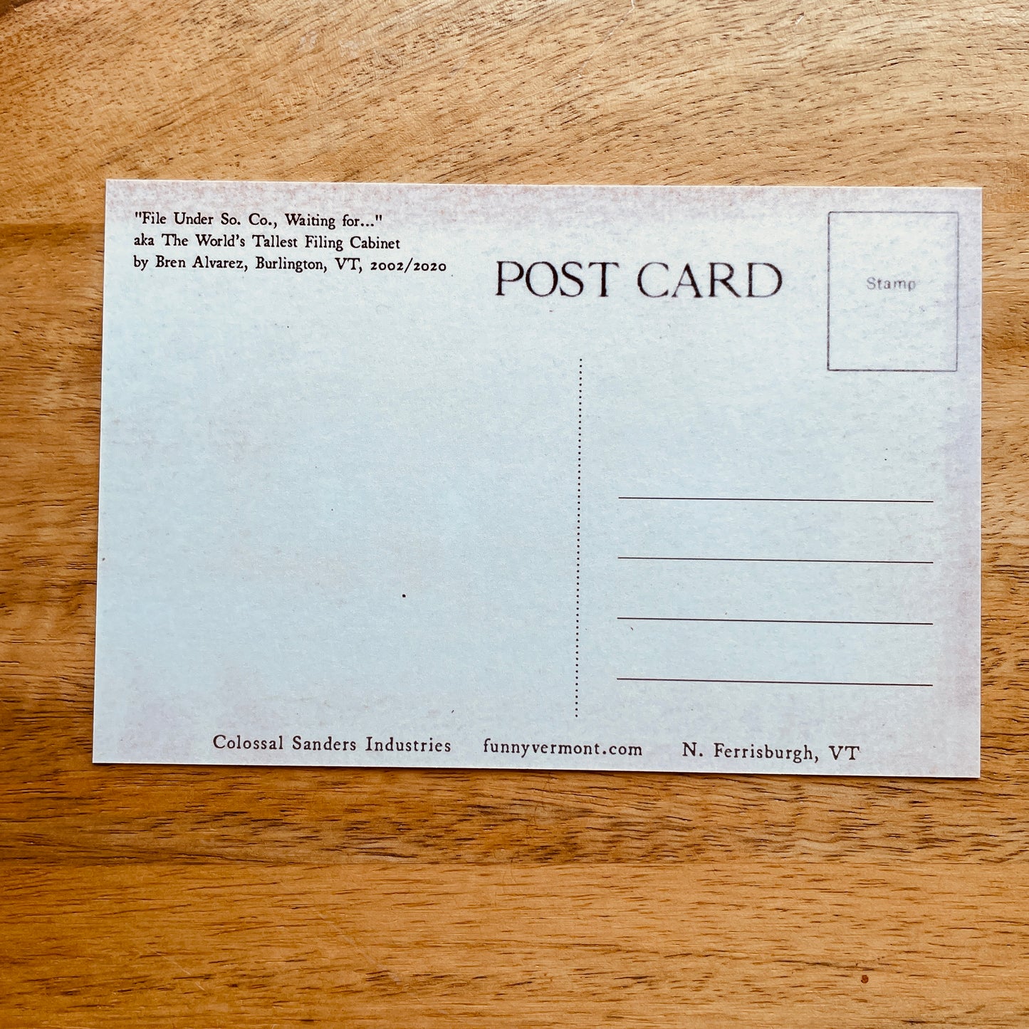 World's Tallest Filing Cabinet (Burlington, Vermont) postcard