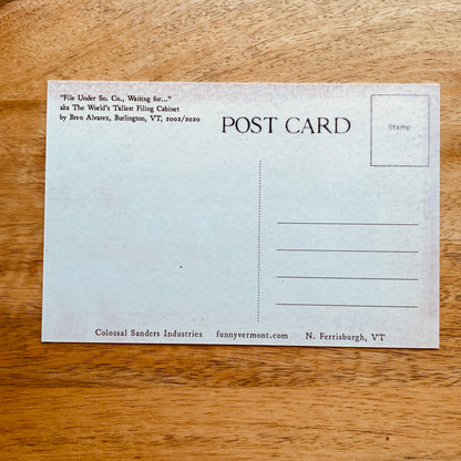 World's Tallest Filing Cabinet (Burlington, Vermont) postcard
