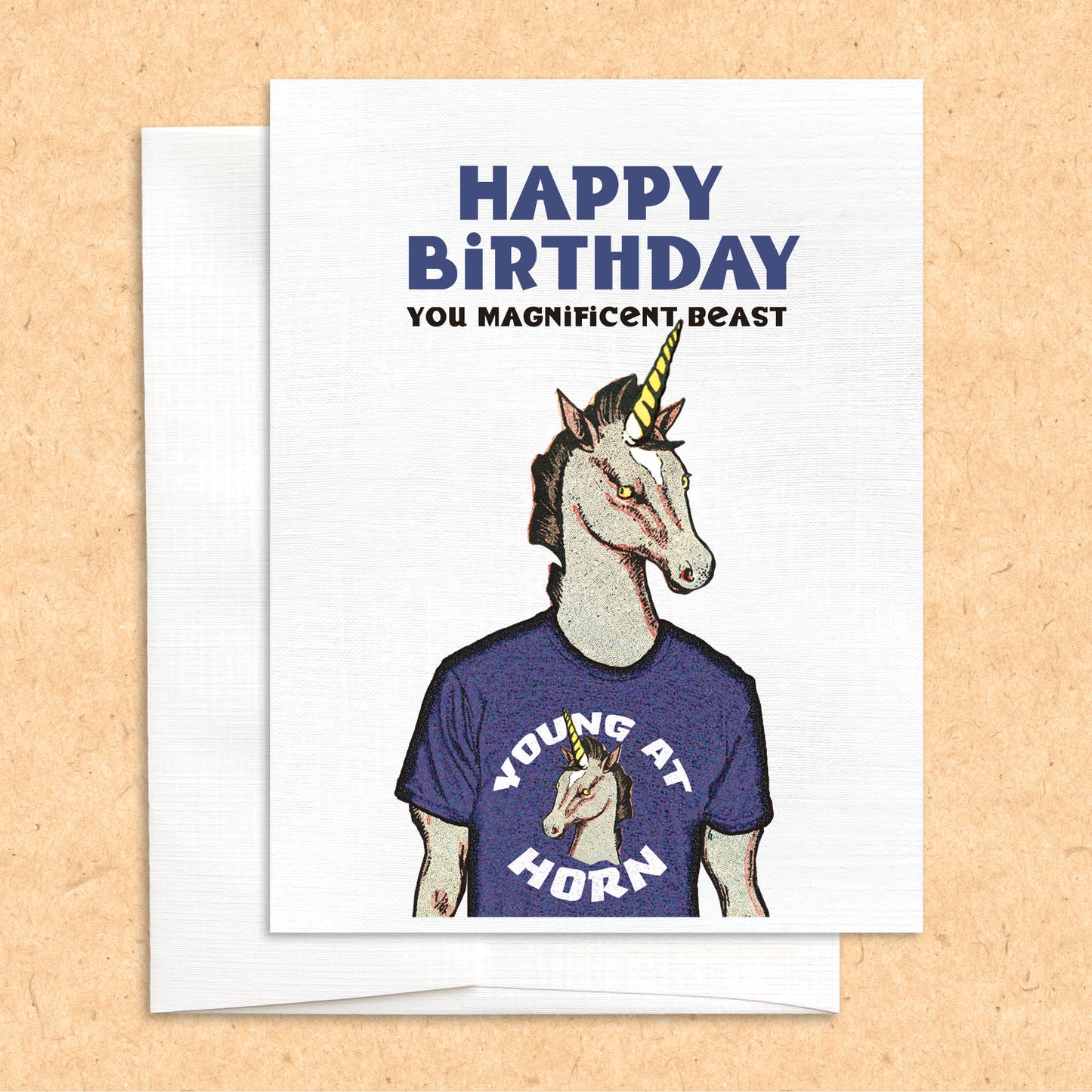 Young at Horn Unicorn Birthday funny greeting card