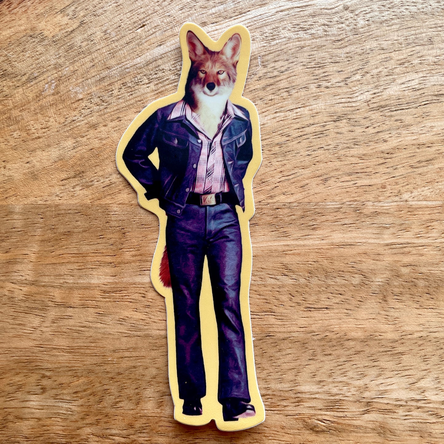 Coyote in Clothes funny animal sticker