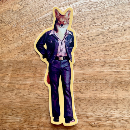 Coyote in Clothes funny animal sticker