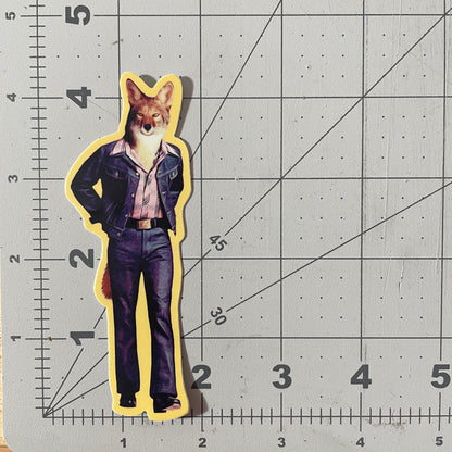 Coyote in Clothes funny animal sticker