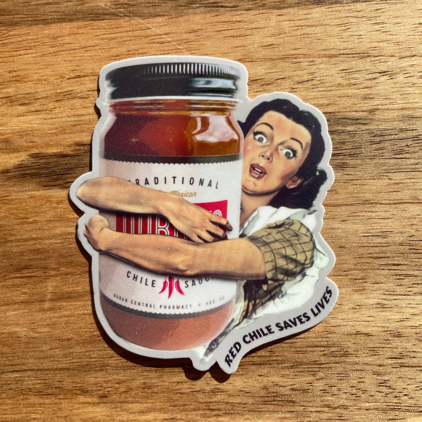 Red Chile Saves Lives (Duran's jar) funny sticker