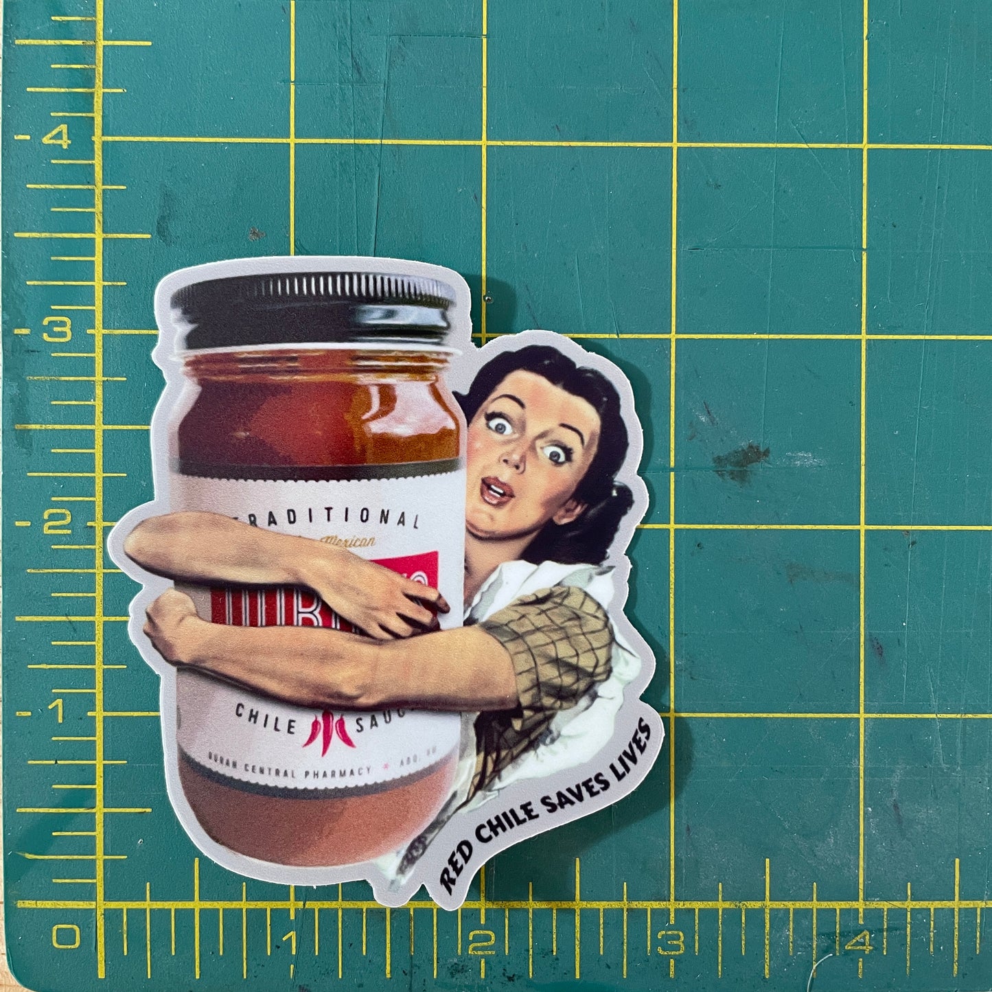 Red Chile Saves Lives (Duran's jar) funny sticker