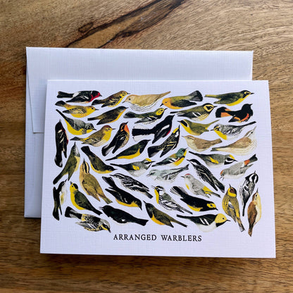 Arranged Warblers bird card