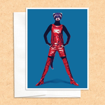 Lady Ferret in Clothes funny animal greeting card