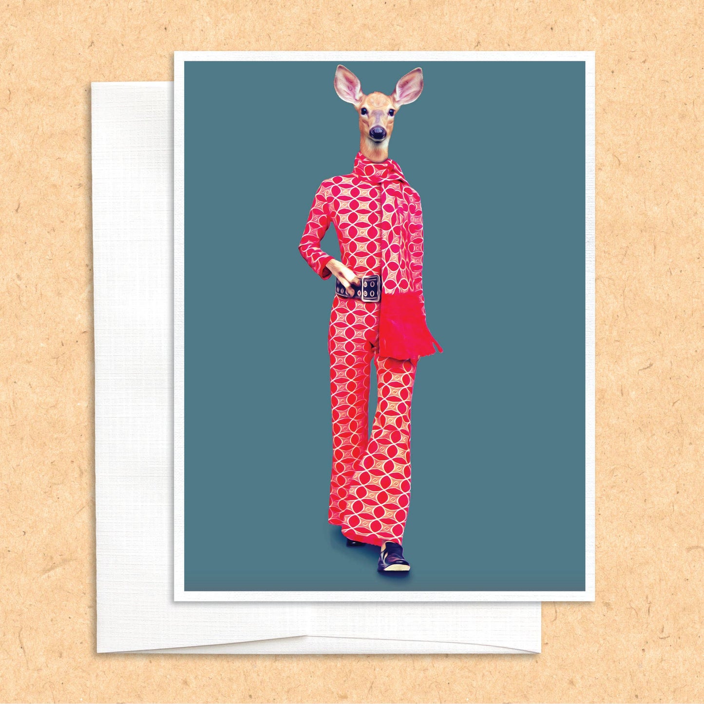 Lady Deer in Clothes funny animal greeting card