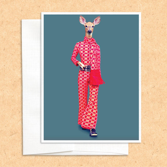 Lady Deer in Clothes funny animal greeting card