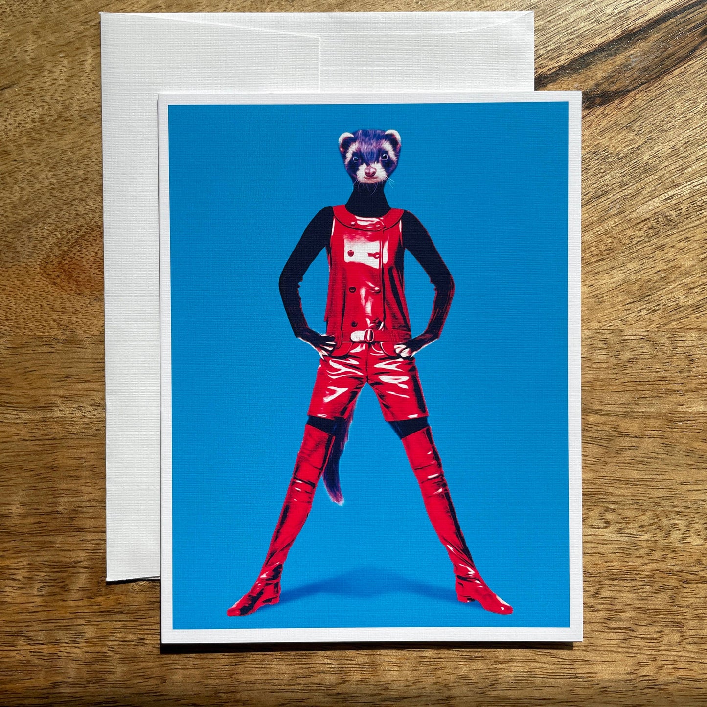 Lady Ferret in Clothes funny animal greeting card