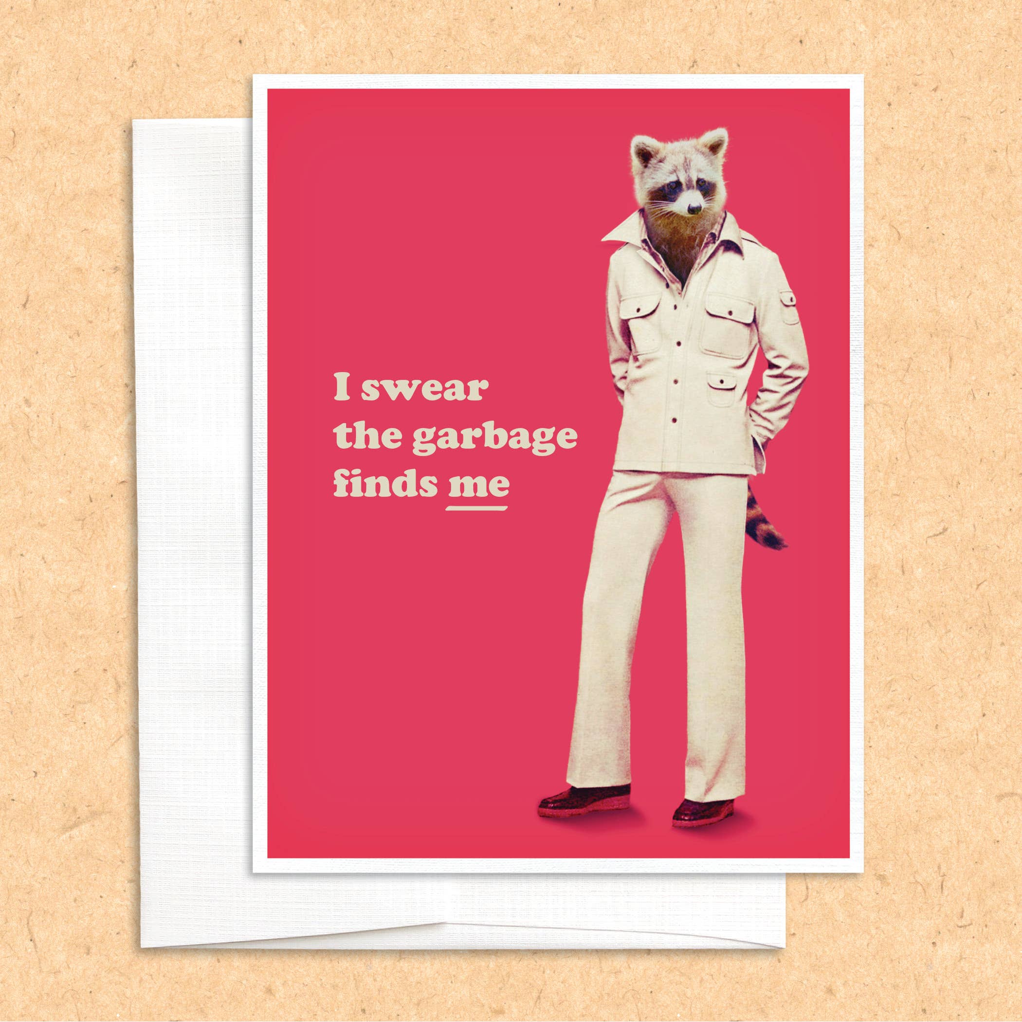 Raccoon Garbage funny animal greeting card – Colossal Sanders