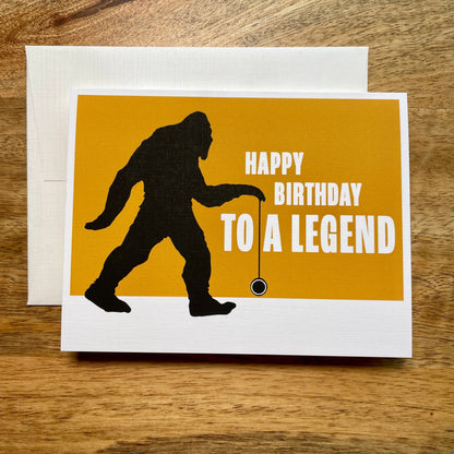 Bigfoot Birthday Legend funny greeting card