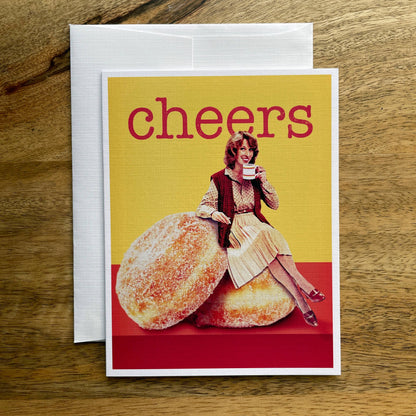 Cheers (donuts + coffee) funny food greeting card