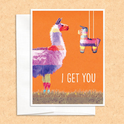 I Get You Llama Pinata funny animal greeting card
