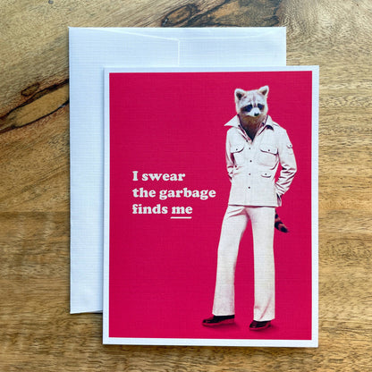Raccoon Garbage funny animal greeting card