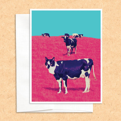 Cat Cow funny quirky greeting card