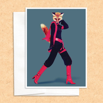 Lady Fox in Clothes funny animal greeting card