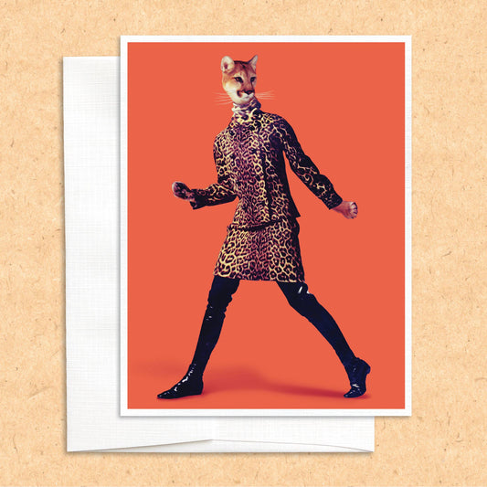 Lady Cougar in Clothes funny animal greeting card
