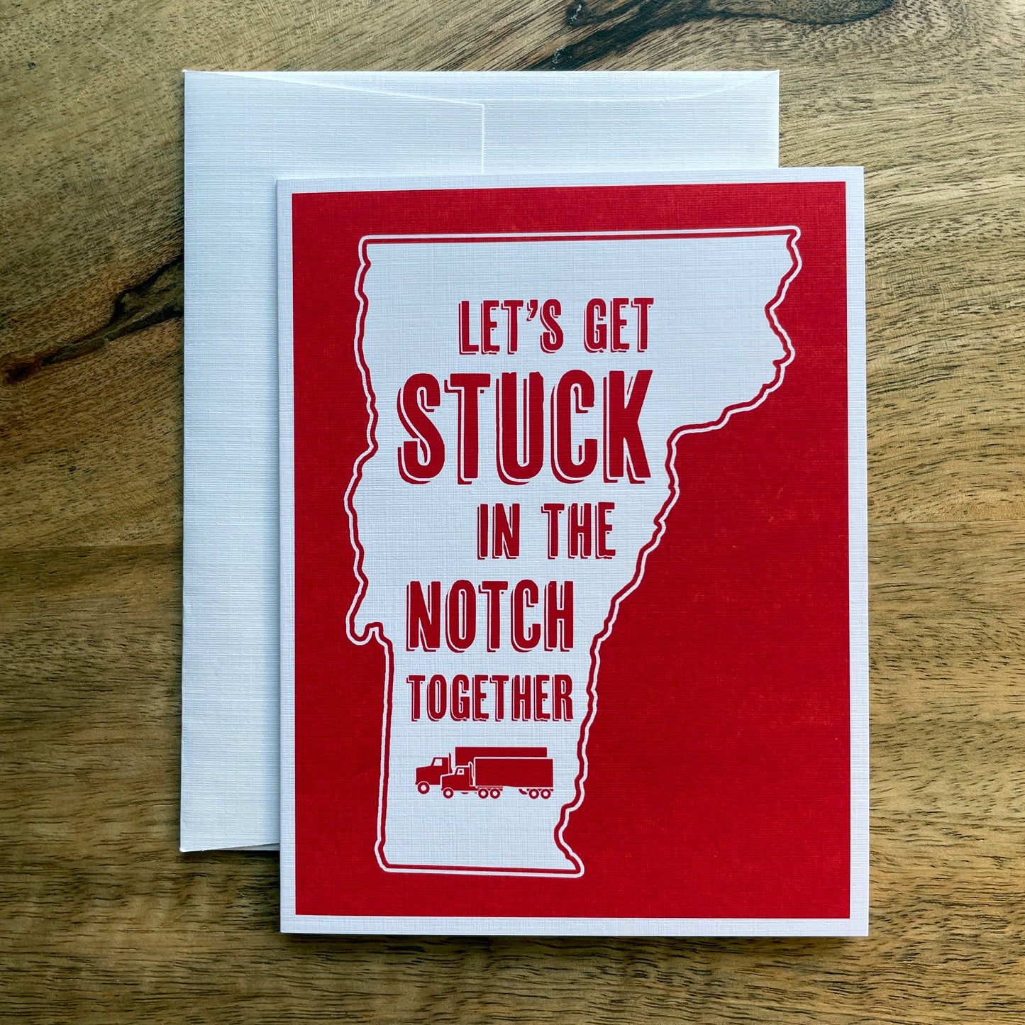 Stuck in the Notch Together funny greeting card